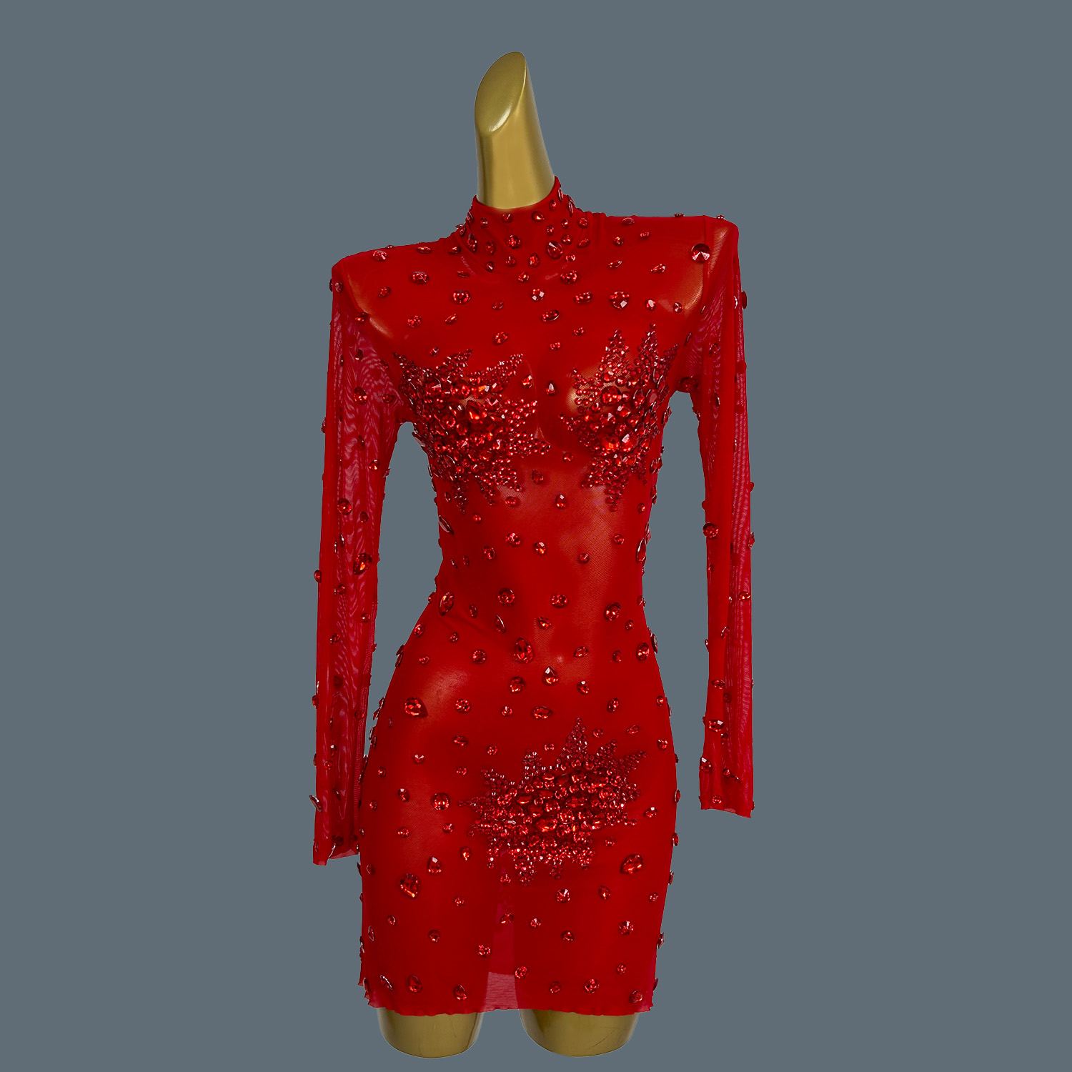 Luxury Sexy Red Rhinestones Sp - Sparkly Rhinestone Club Party Dress 评论和价格