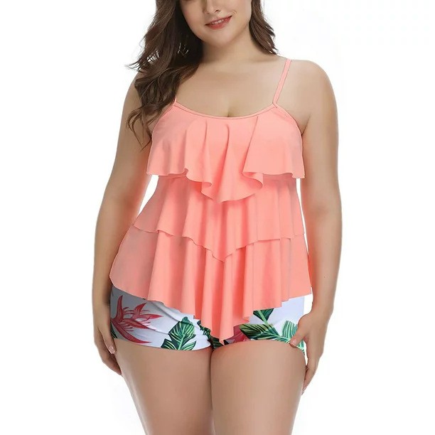 Tankini Woman Bikini Floral Pr - Tops 评论和价格