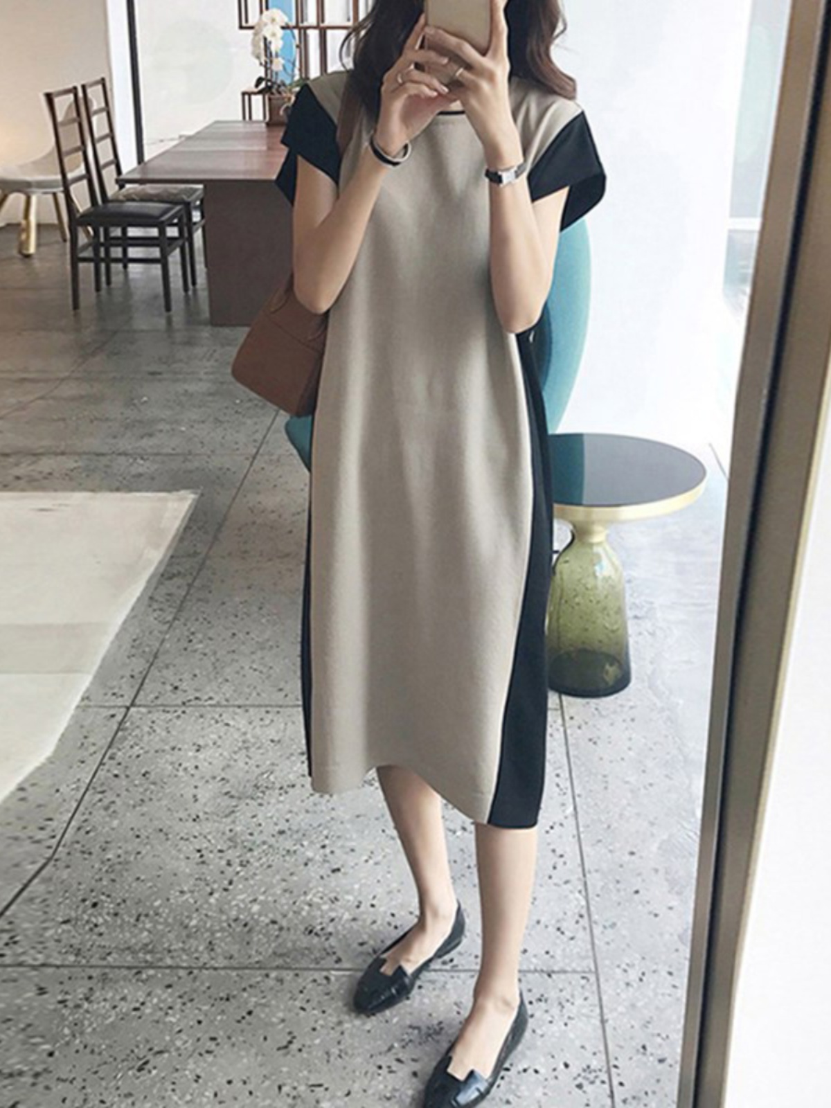 Slimming Effectiveness Mid-Len - Korean Style A Line Shirt Dress 评论和价格
