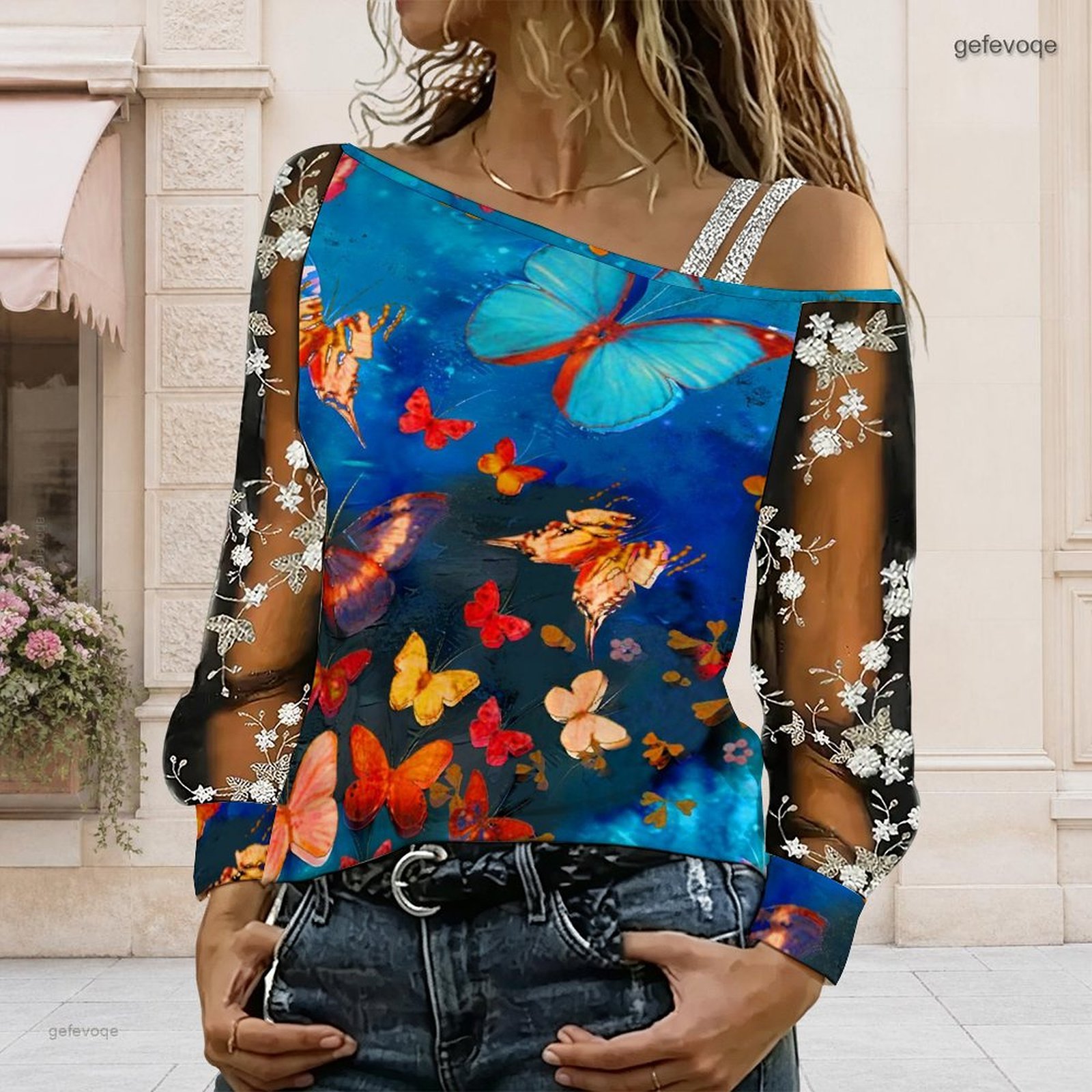 Women Off Shoulder Blouse Asym - Blouses 评论和价格