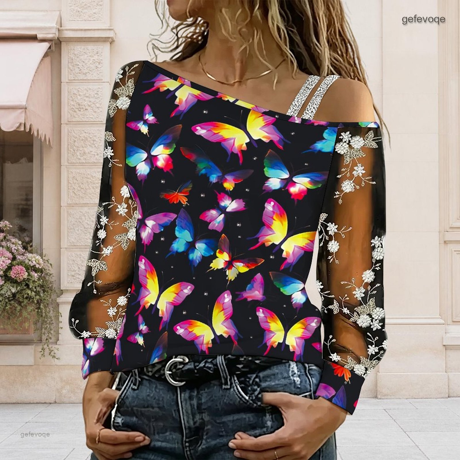 Women Off Shoulder Blouse Asym - Blouses 评论和价格