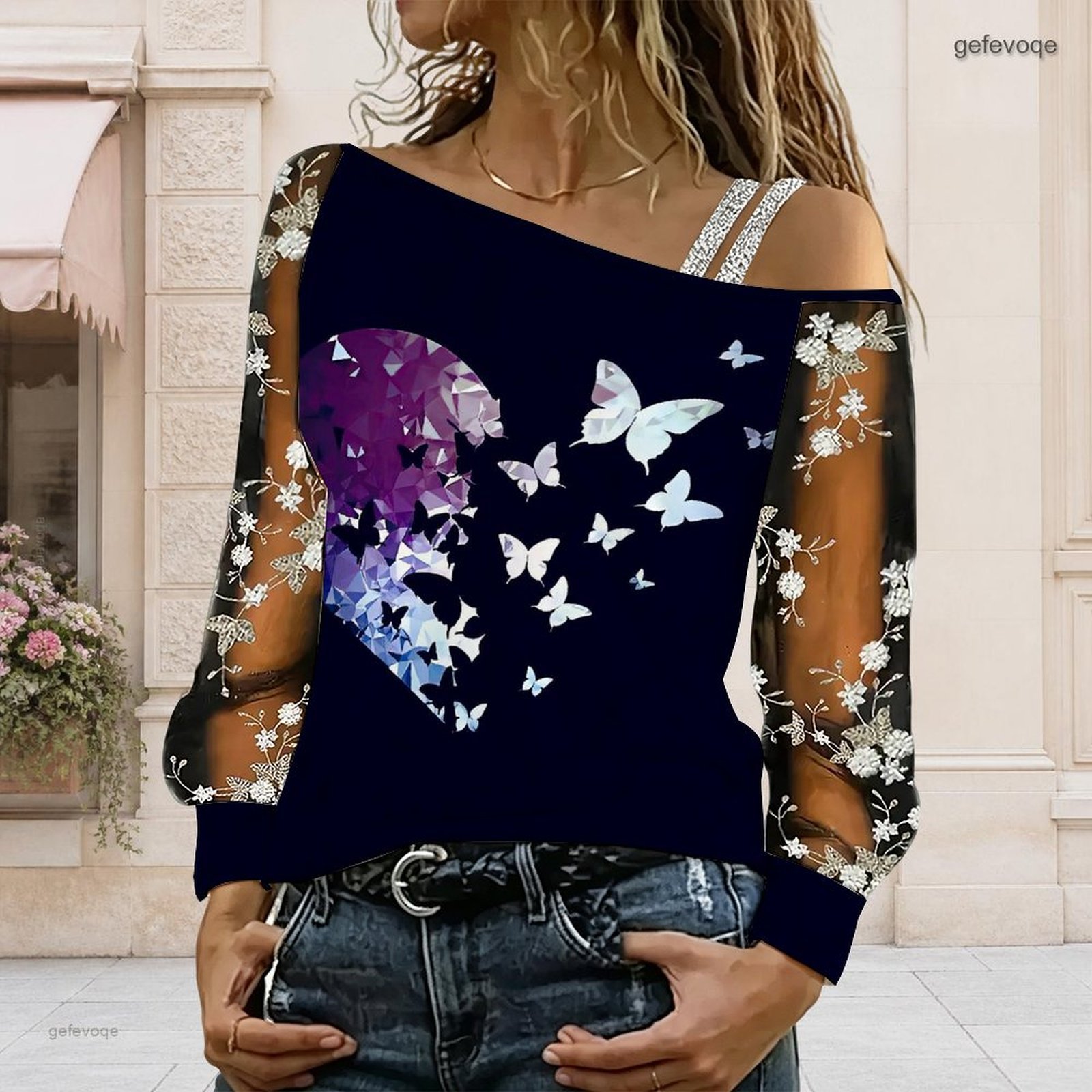Women Off Shoulder Blouse Asym - Blouses 评论和价格