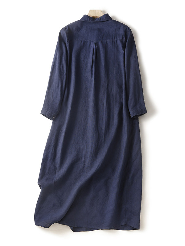 Casual Cotton Linen Loose Shir - Casual Loose Linen Shirt Dress 评论和价格