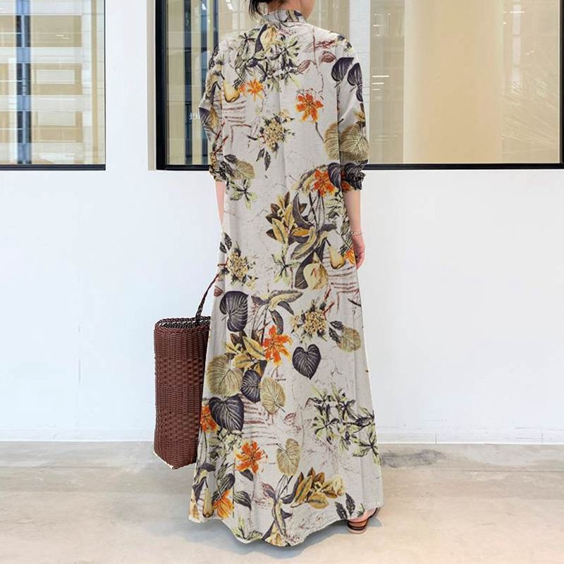 Autumn new plus size casual co - Casual Loose Linen Shirt Dress 评论和价格