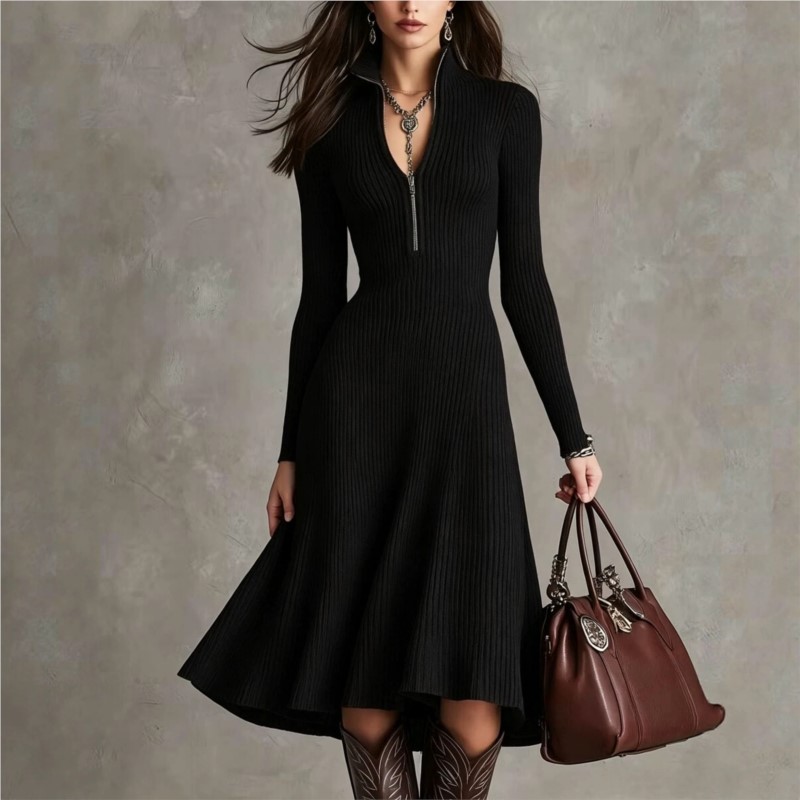 Women Ribbed Knit Midi Dress A - Bodycon Long Sleeve Ribbed Dress 评论和价格