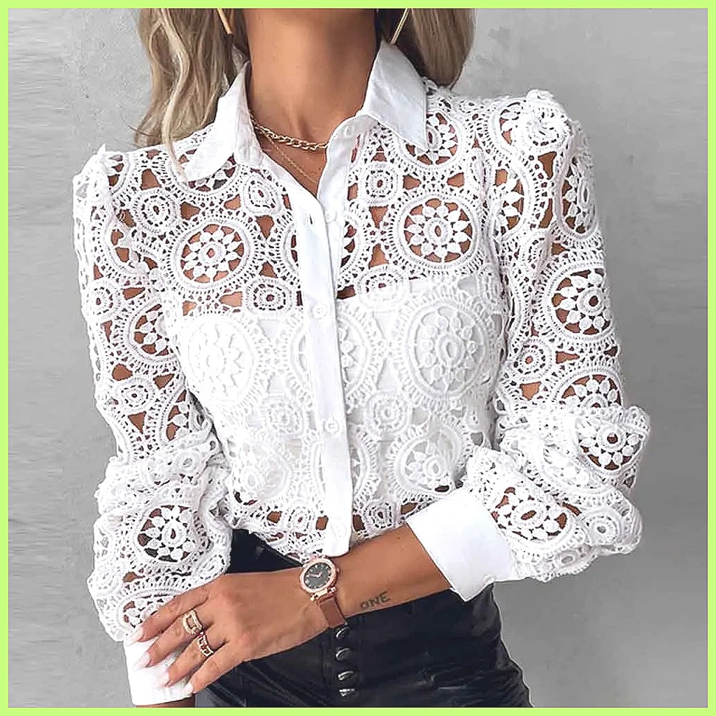 2025 Women's White Lace Shirt, - Blouses 评论和价格