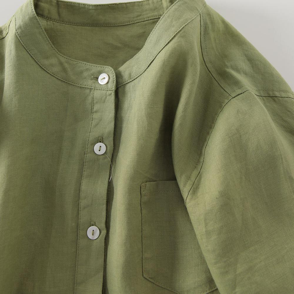 Outlet Japanese Style Linen Sh - Casual Loose Linen Shirt Dress 评论和价格